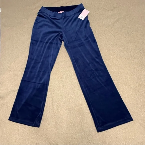 Juicy Couture Velour Track Pants Navy Blue Bling Logo NWT Large - Picture 8 of 15
